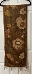 Tischläufer 13”x70” Materialmix Blumen Perlen bestickt Band künstlerisch Boho - Bild 1 von 10