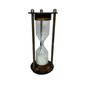 Vintage Decor Hour Glass Hourglass Decor Brass White Sand - Picture 1 of 5