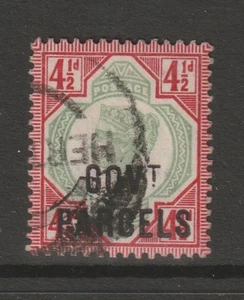 QV 4 1/2d 1892 verde y carmín "govt parcels" en estado usado. - Imagen 1 de 2