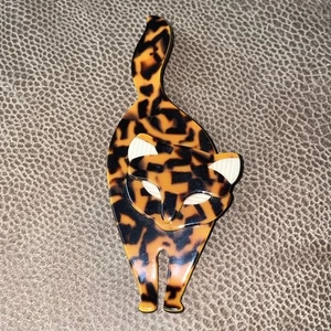 Vintage Cat Brooch Pin Signed Lea Stein Paris - Picture 1 of 10