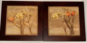 Remaches de azulejos decorativos vintage con marco de lirio de tulipán floral de Albena Hristova - Imagen 1 de 7