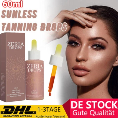 Zeria Drops Sunless Tanning Drops Natural Self Tanning Drops Sun-Kissed 60ML NEU - Bild 1 von 4