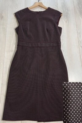 Ann Taylor Purple White Polka Dot Jacquard Cap Sleeve Sheath Dress Sz 6P - Image 1 of 4