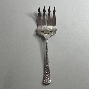 Wm. Rogers 4 Plymouth 8.25" Silver Plated Serving Cold Meat Fork w/ Monogram - Picture 1 of 6