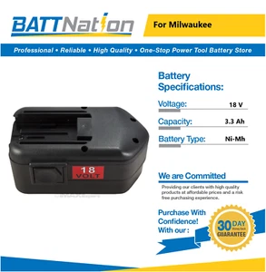 18V 3.3Ah NiMh Battery for Milwaukee 48-11-2200 48-11-2230 48-11-2232 - Picture 1 of 5