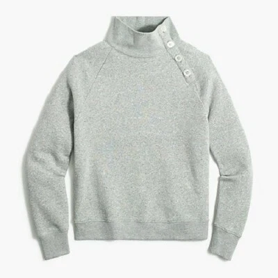 J Crew Size 2X Wide Button Collar Pullover Sweatshirt Gray Cloudspun Fleece Plus - Image 1 of 4