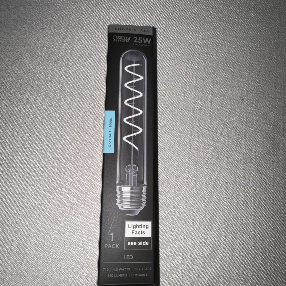 Feit Electric 4.5 Watt  T10 L Dimmable Spiral Filament Smoke Glass Daylight Rare - Image 1 of 1