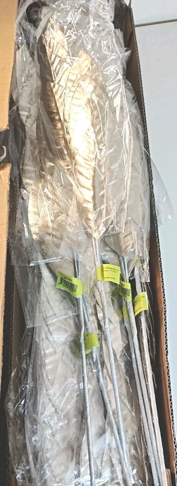 Artificial Silver Leaf Magnolia Christmas Wreath Decor Fall Crafting Lot 24 New - Image 1 of 4