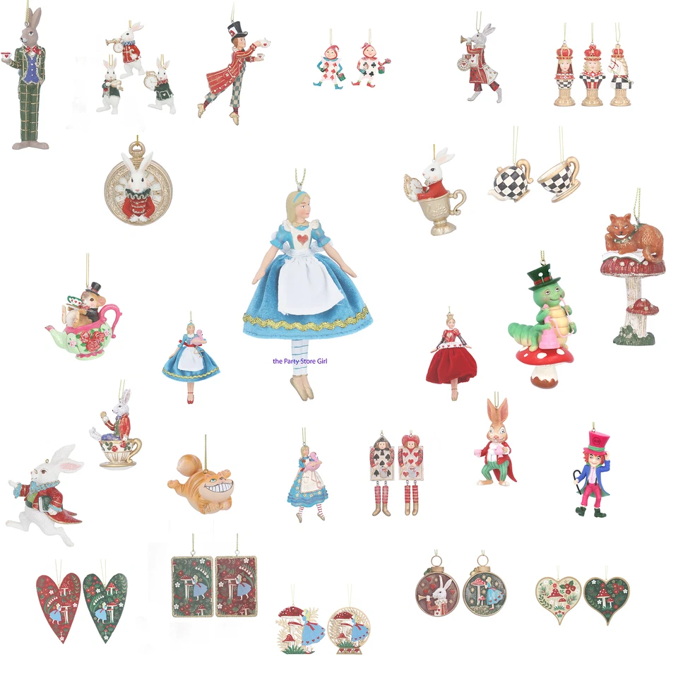 Gisela Graham Alice Wonderland Christmas Tree Decorations White Rabbit Hatter ++ - Image 1 of 1