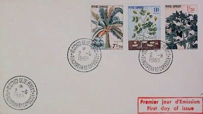 First Day of Issue 1965 Nature Plants Stamps Cambodia Cover 19984 - Image 1 of 2