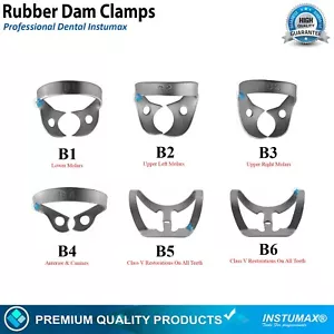 Silver Color Coated Brinker Dental Clamps Rubber Dam Universal B1-B2-B3-B4-B5-B6 - Picture 1 of 8