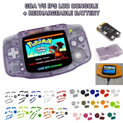 Nintendo Game Boy Advance GBA V5 IPS ATOMIC Purple USB-C Rechargeable Battery - Image 1 of 4