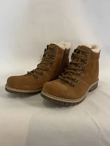 Earth Women's Sz 8 (W) Boots Ranger Acadia  Lace Up Combat Hiking Cognac Suede - Picture 1 of 9