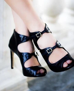 Ann Taylor - Woman's Amaya Exotic Embossed Peeptoe Shoetie $148.00 8M - Picture 1 of 11