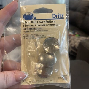 Dritz 3 Half-Ball Cover Buttons Size 45 1-1/8" New in Package - Picture 1 of 3