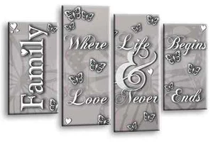 Family Love Quote Art Print Silver Grey Large Framed Split Wall Canvas Picture - Picture 1 of 32