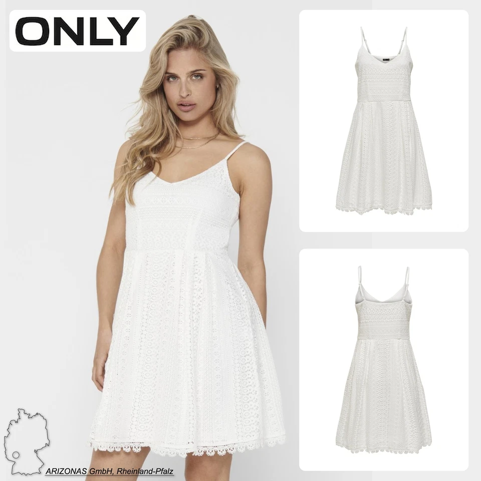 Abito donna ONLY scollo a V pizzo spalline regolabili vestito corto estate - Immagine 1 di 1