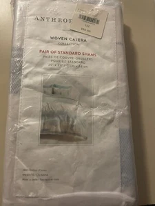 Anthropologie Woven Calera two standard shams BLUE NWT.                       B2 - Picture 1 of 4