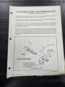 Snapper 501 401 301 1977 kit de extensión de dientes de cultivador comercial instrucciones 6-0329 - Imagen 1 de 2