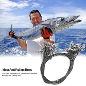 Ahomi 10pcs Anti-mordida 50cm 150lb Conductor Delantero Línea de Pesca Equipo de - Photo 1/6