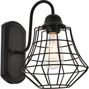 Wall sconce Black Iron Cage Rustic Farmhouse Light Fixture Bathroom Dining Room - Picture 1 of 9