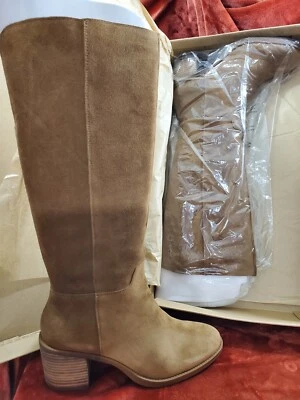 NEW w/Box Lucky Brand Tan Leather LK-Ritten Knee High Block Heel Boots- Size 11 - Image 1 of 4