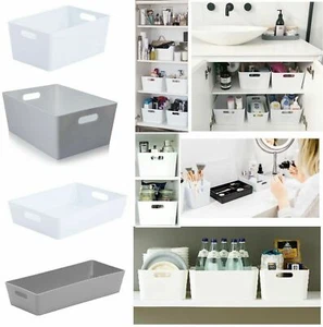Wham Plastic White Studio Baskets Home Kitchen Bathroom Office Storage Boxes - Picture 1 of 28