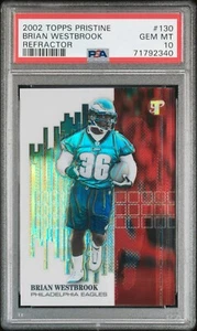 PSA 10 GEM! Tarjeta de novato Brian Westbrook 2002 Topps refractor prístino/499 #130 - Imagen 1 de 2