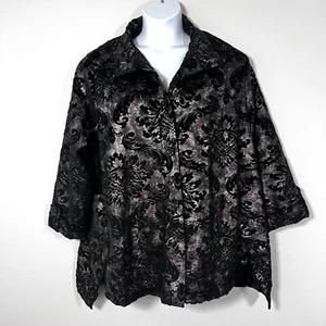 Rossi Roma Womens Evening Jacket Sz 2XL Velvet Burnout Irridescent Purple Italy - Picture 1 of 11