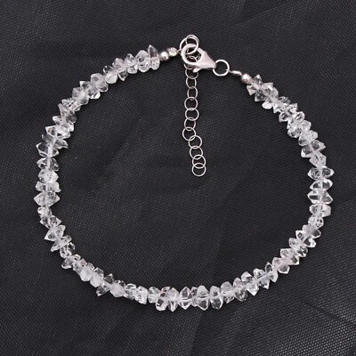 Natural HERKIMER DIAMOND Uncut Beaded Bracelet-Crystal Gemstones-Nuggets Jewelry - Image 1 of 4