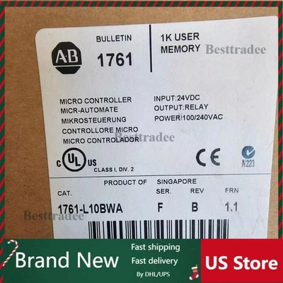 NEW Sealed AB 1761-L10BWA MICROLOGIX 1000 Controller AB 1761L10BWA US Free Tax - Image 1 of 4