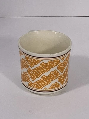 Vintage Sambo’s Restaurant Coffee Mug Heavy Diner Cup Orange Logo 1970s USA - Image 1 of 4