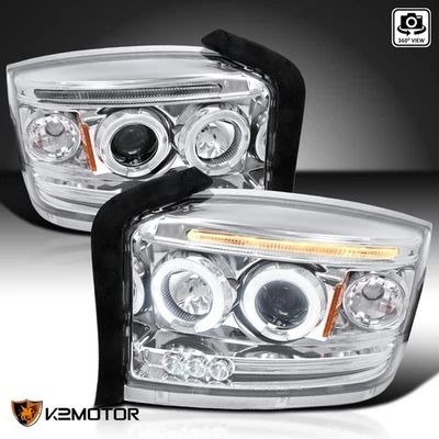 Clear Fits 2005-2007 Dodge Dakota LED Halo Projector Headlights Lamps L+R 05-07 Foto 1 de 4