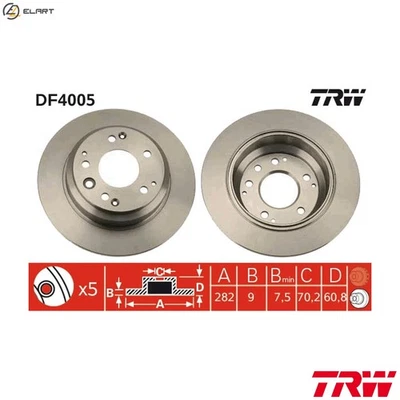 2x BRAKE DISC DF4005 FOR ACURA HONDA LEGEND/III/Mk/IV ODYSSEY SHUTTLE 3.5L 6cyl - Image 1 of 4