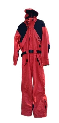 Traje de esquí vintage Helly Hansen rojo negro talla mediana de una pieza. Foto 1 de 4