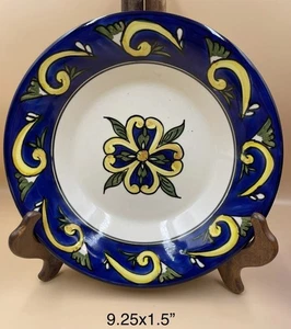 Le Souk Keramik Kunstkeramik Schale Tunesien handbemalt blau gelb creme Blumen - Bild 1 von 8