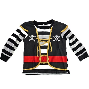 Toddler Pirate Costume Shirt 2T – Long Sleeve Striped Skull & Crossbones - Picture 1 of 10