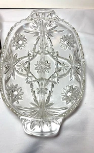 Anchor Hocking Star of David Cut-Glass Relish Plate  Serving Tray 12" x 6 1/2" - Picture 1 of 2