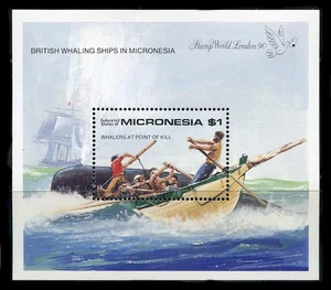 Micronesia: 1990 Whalers at the Kill Souvenir Sheet (114) MNH - Picture 1 of 1