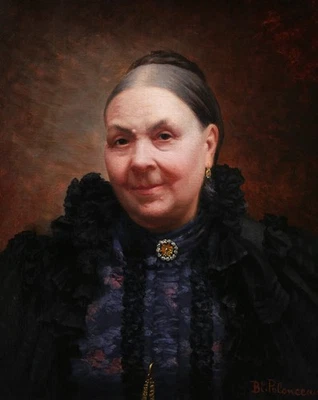 Französische öl gemälde bild Gerahmt porträt__Frau Weiß Polonceau Akademismus - Bild 1 von 4