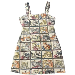 Mini Vestido Sidra Para Mujer Talla L Amante de los Gatos Retazos Tapiz Delantal Correa Ancha - Imagen 1 de 9