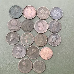 George II III Half Penny Coins (17) Georgian Copper Lot 261013 - Picture 1 of 8