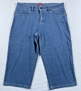 Smiths Womens Capri Pants Jean Denim Pinstripe Stretch Size 10 - Picture 1 of 16