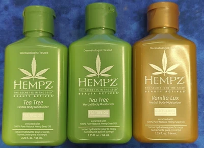 Hempz 3pc: Tea Tree & Vanilla Lux Herbal Body Moisturizer 2.25 oz each trvl sz - Image 1 of 4