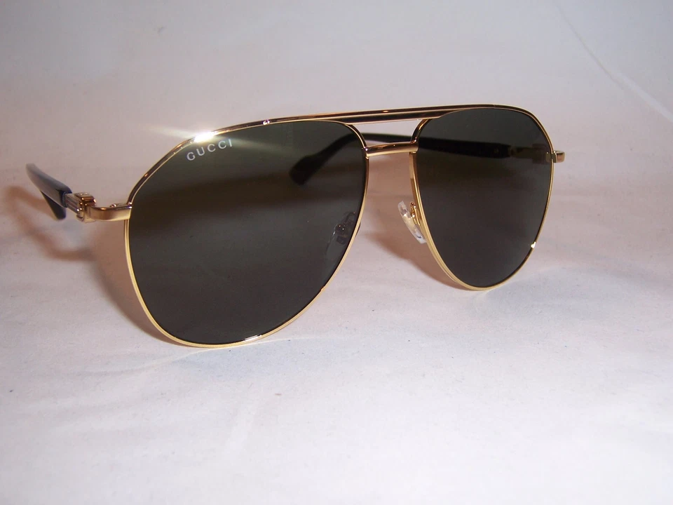 GUCCI GG1220S 001 Gold Grey Men's Metal 59 mm Extra Large Sunglasses