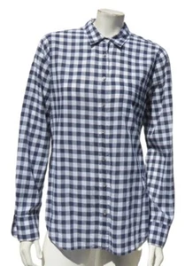 J CREW Women’s Large Blue Gingham Cotton Classic Shirt Top Boy Fit Lightweight - Picture 1 of 7