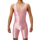 Fluorescent Men's Sleeveless Shapers Leotard in Oil Shiny Glossy Tights