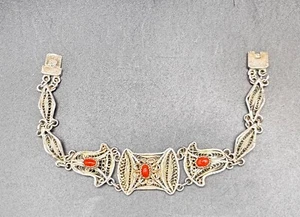 ⚜️ Ethno Armband mit Korallen 925er Silber 17 cm lang 14,6 Gramm ⚜️ - Bild 1 von 6