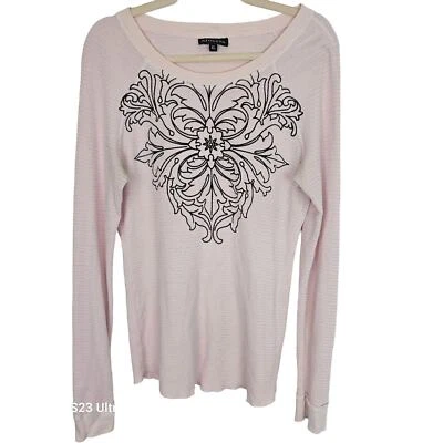 Athleta Top Athletic футболка женщин XL розовый черный длинным рукавом T рубашка Athleisure  - Изображение 1 из 4