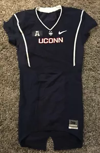 Game Worn Used UConn Huskies Connecticut Football Jersey Blank Size 38 Navy Blue - Picture 1 of 5